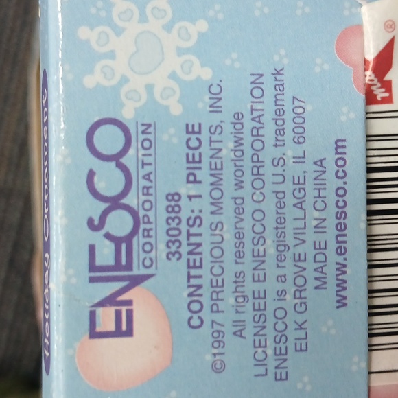 Vintage Precious Moments 1997 Ornament Blond Girl Skiing on Skis Purple Pink - Picture 5 of 5